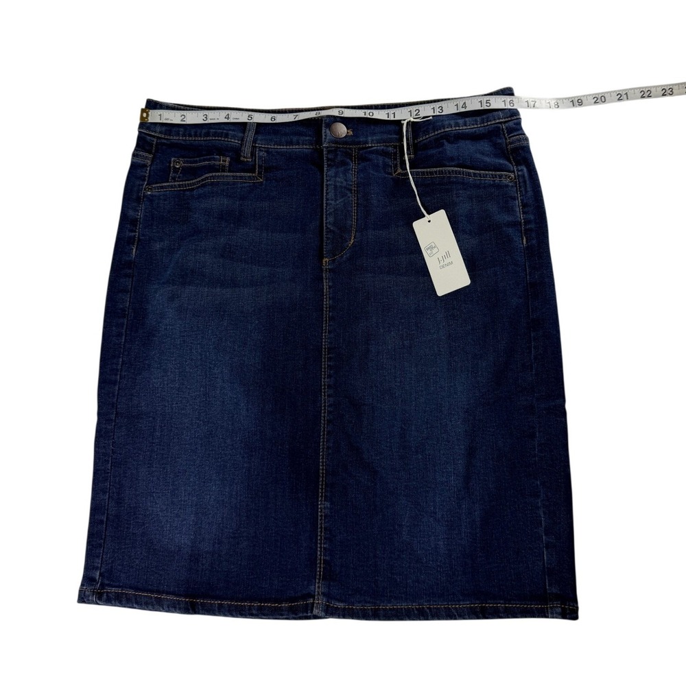 J. Jill Smooth Fit Denim Skirt Atlantic Wash Dark Blue Stretch Size 10 NEW - Picture 4 of 8